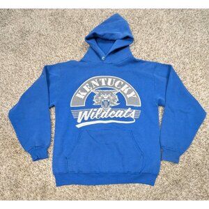 Vintage 80s Kentucky Wildcats Hoodie Sweatshirt Pullover Men's Medium Blue